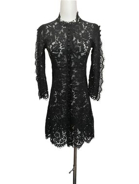 🖤🌹🖤 Black Lace Button-Front Fitted Dress